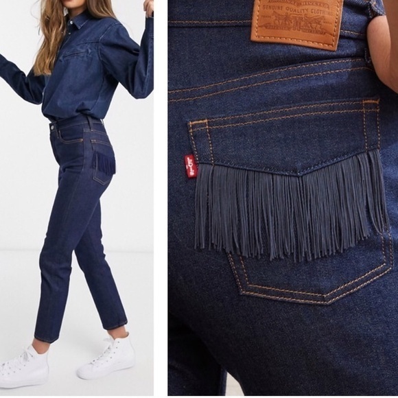 Levi's Wedgie‎ Straight Leg Fringe Pocket Jeans - Picture 1 of 11